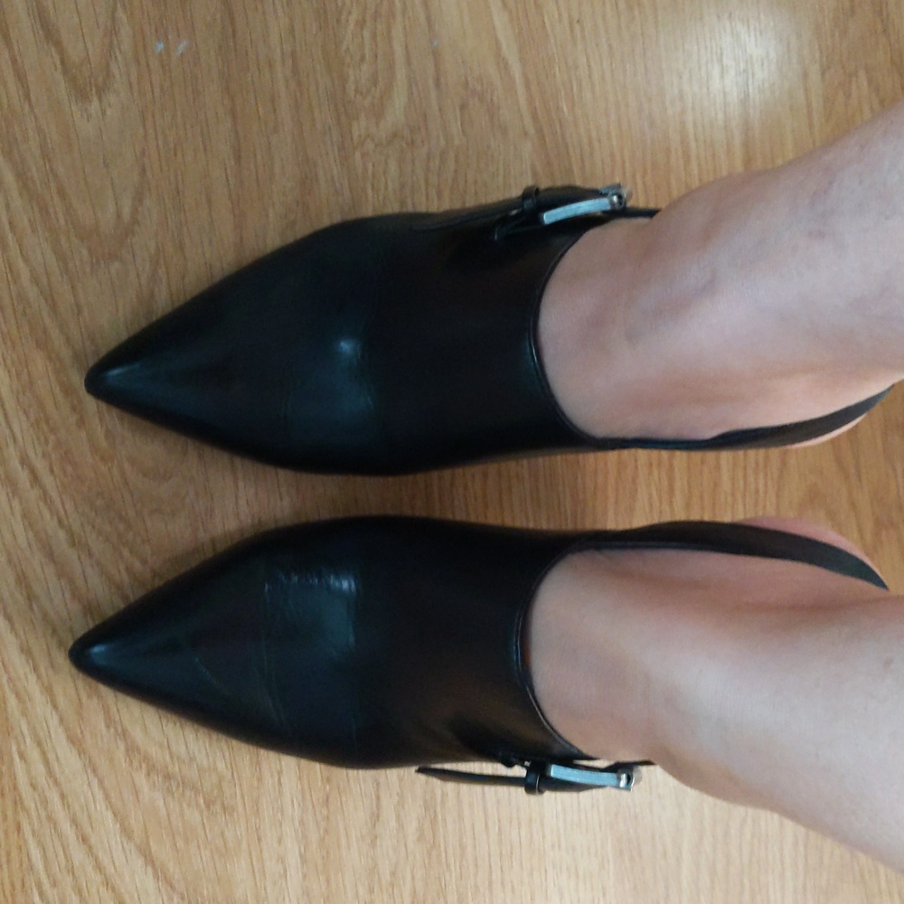 Belle Sigerson Morrison sling back 3 inches heels, black leather